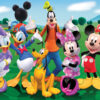Set masuta cu 2 scaune pentru copii, lemn masiv pin, Club Mickey Mouse, 48x63x45 cm