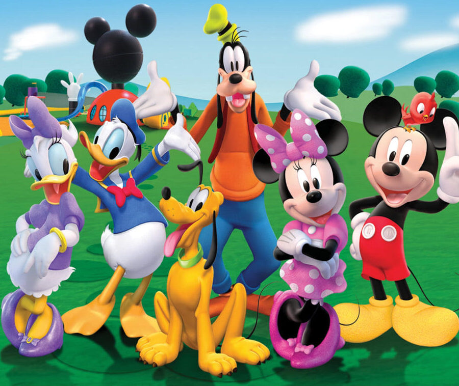 Set masuta cu 2 scaune pentru copii, lemn masiv pin, Club Mickey Mouse, 48x63x45 cm