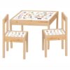 Set masuta cu 2 scaune pentru copii, lemn masiv pin, Alfabet, 48x63x45 cm