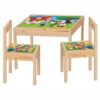 Set masuta cu 2 scaune pentru copii, lemn masiv pin, Mickey gratar , 48x63x45 cm