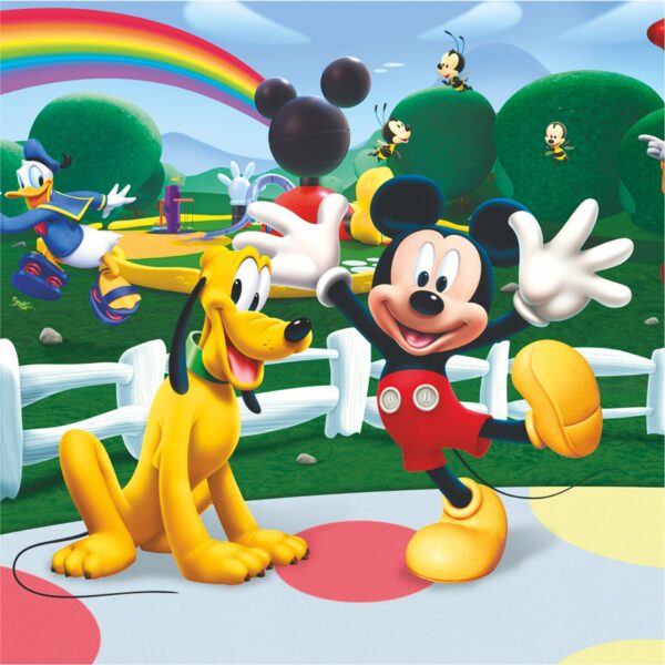 Set masuta cu 2 scaune pentru copii, lemn masiv pin, Club Mickey Mouse, 48x63x45 cm