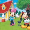 Set masuta cu 2 scaune pentru copii, lemn masiv pin, Mickey gratar , 48x63x45 cm