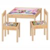 Set masuta cu 2 scaune pentru copii, lemn masiv pin, Minnie si Daisy, 48x63x45 cm